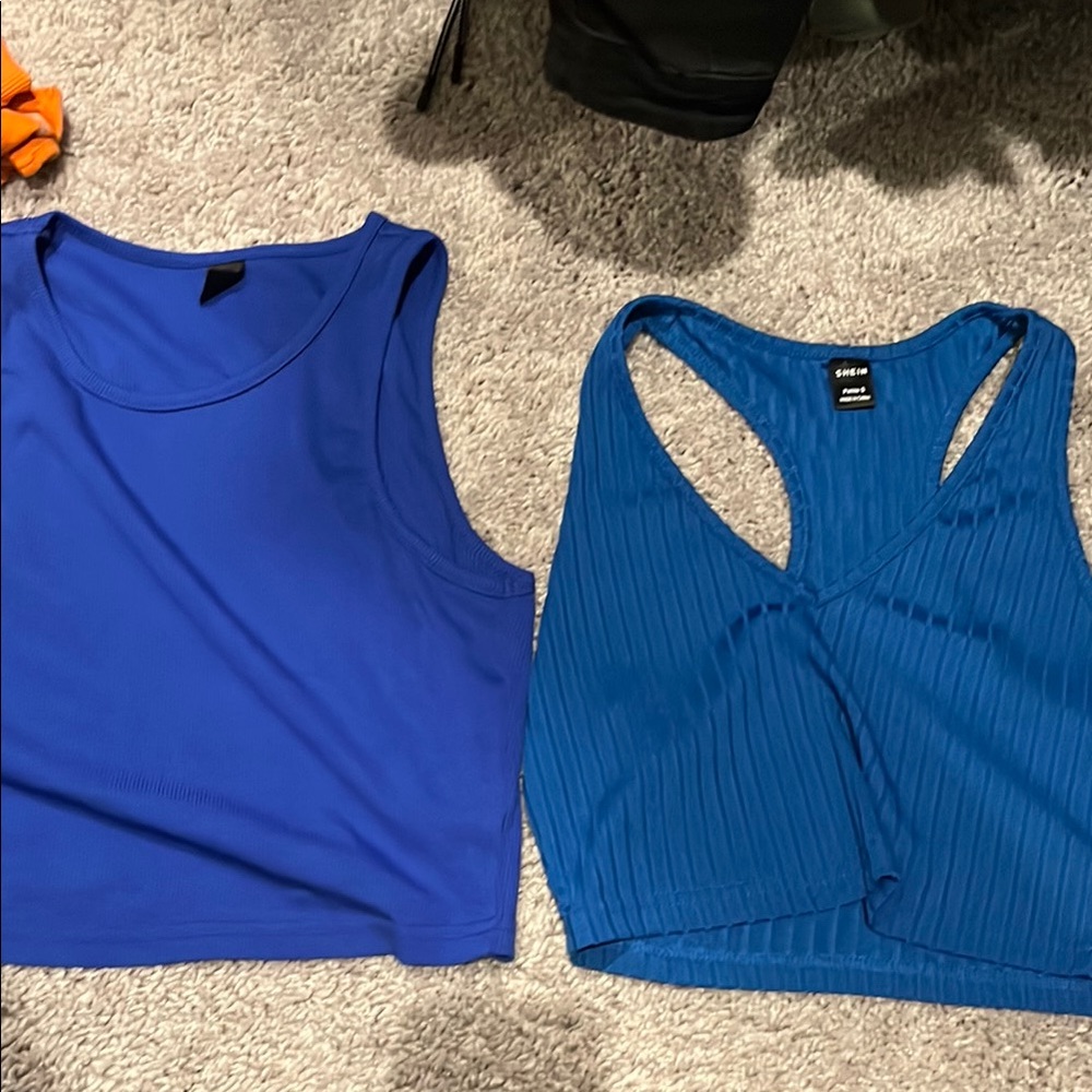 Blue Sleeveless Tops Set